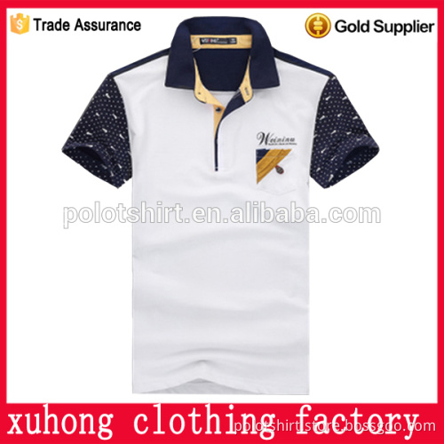 contrast color embroidery logo with one pocket front polo shirt